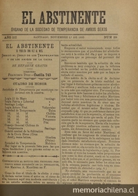 El Abstinente Año III: nº29, 1 de noviembre de 1899