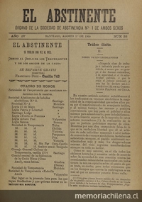 El Abstinente Año IV: nº38, 1 de agosto de 1900