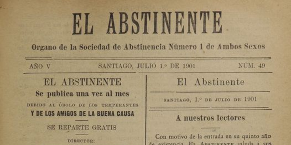 El Abstinente Año V: nº49, 1 de julio de 1901