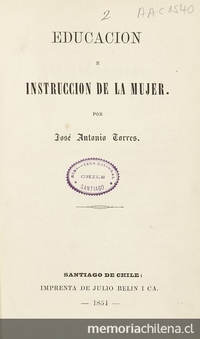 Educación e instrucción de la mujer (1854)