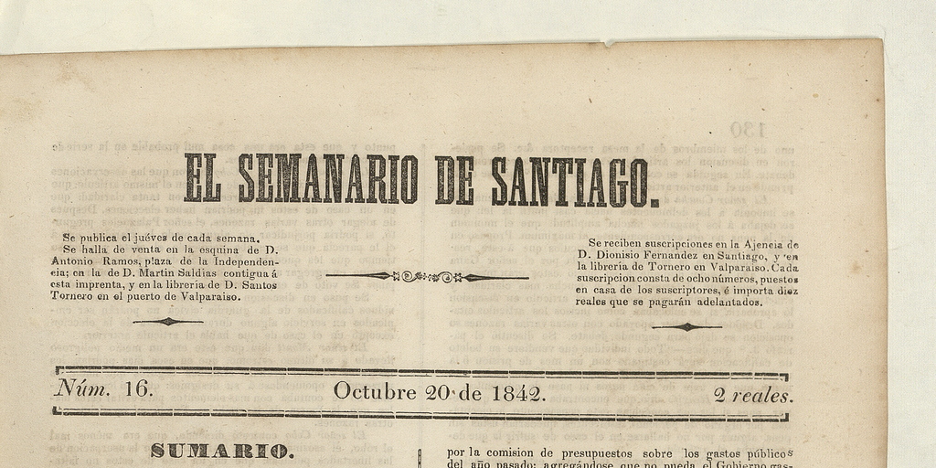 El Semanario de Santiago: número 16, 20 de octubre de 1842