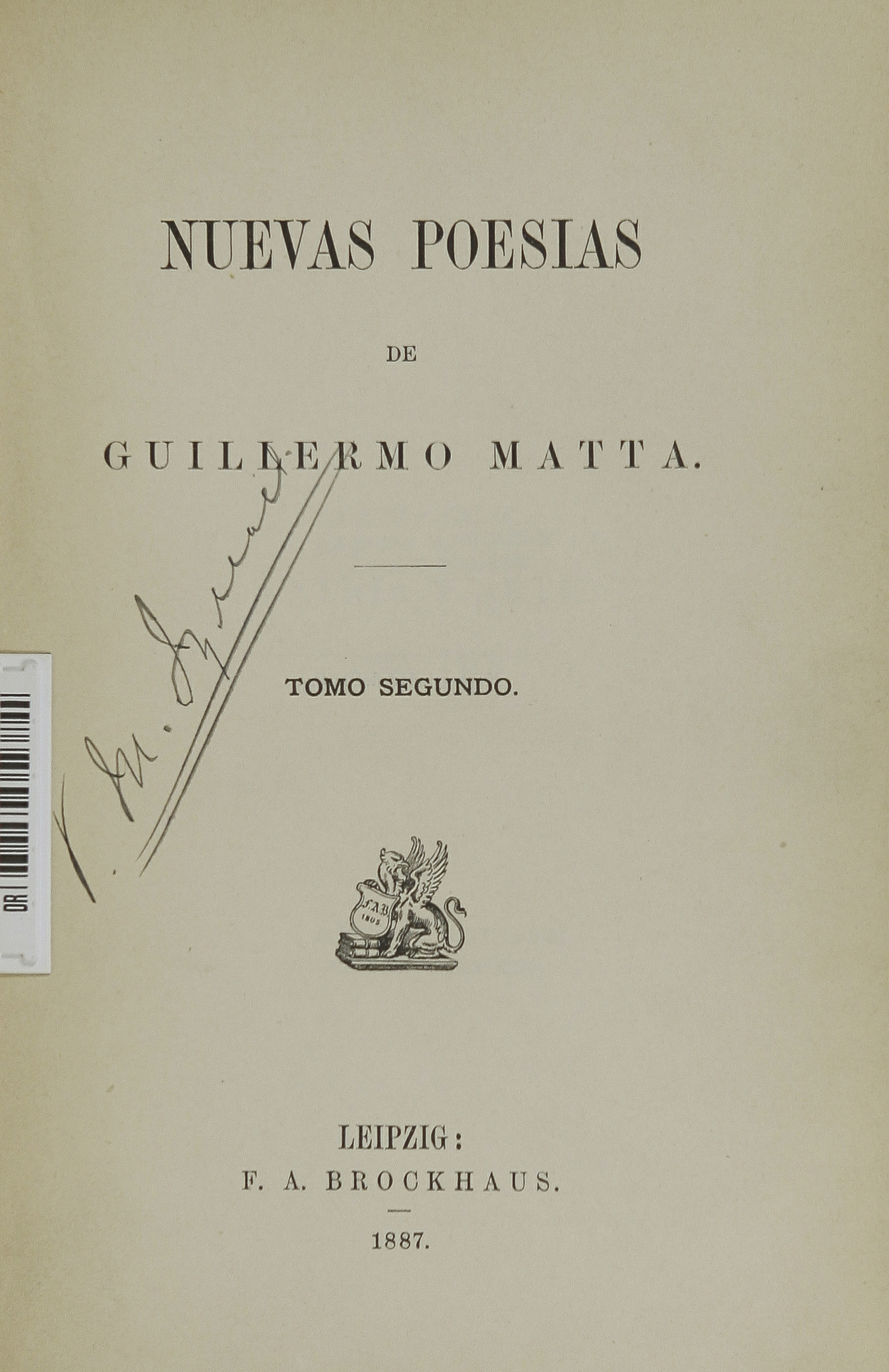 Nuevas poesías de Guillermo Matta: tomo segundo
