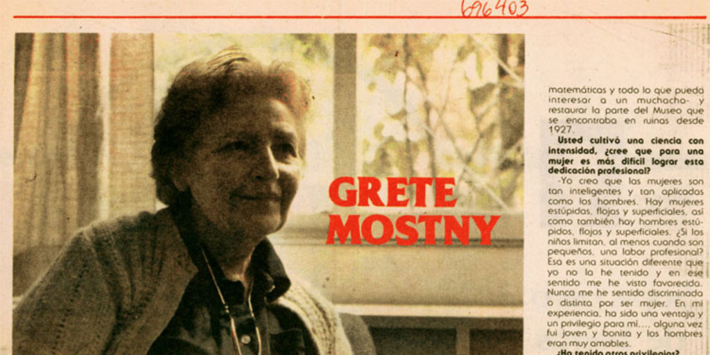 Grete Mostny: ser mujer: un privilegio para mí...