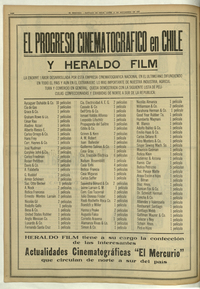 El progreso cinematográfico en Chile y Heraldo Film