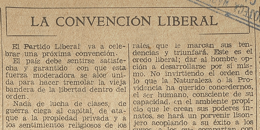 "La Convención Liberal", El Mercurio, Página 4. Santiago, domingo 2 de octubre de 1933.
