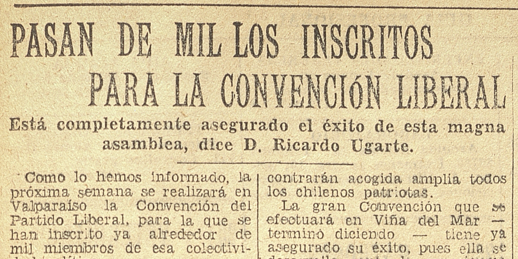 Pasan de Mil los inscritos para la Convención Liberal, Diario El Mercurio, Santiago, miércoles 4 de octubre de 1933.
