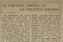 El Partido Liberal en la política chilena. El Mercurio. Santiago, viernes 13 de octubre de 1933. Portada