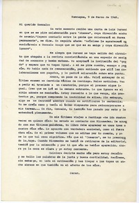 [Carta] 1946 marzo 9, Rancagüa, Chile [a] Gonzalo Drago  [manuscrito] Oscar Castro.