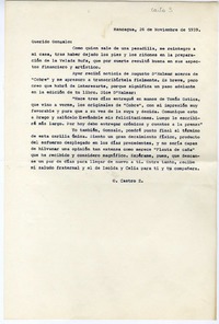 [Carta] 1939 noviembre 26, Rancagüa, Chile [a] Gonzalo Drago  [manuscrito] Oscar Castro Zúñiga
