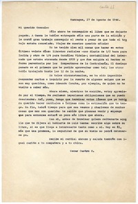 [Carta] 1946 agosto 27, Rancagüa, Chile [a] Gonzalo Drago  [manuscrito] Oscar Castro.