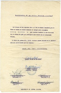 Bautismo de la sala "Oscar Castro" : Rancagüa, 8 de octubre de 1948 [manuscrito].