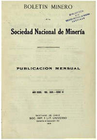 Boletín minero órgano oficial de la Sociedad Nacional de Minería.