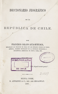 Diccionario jeográfico de la República de Chile