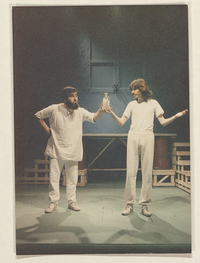 José Miguel Gallardo y Álvaro Riveros en función de A la diestra de Dios padre, Teatro Huemul