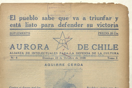 Aurora de Chile. Tomo 3, número 6, 23 de octubre de 1938