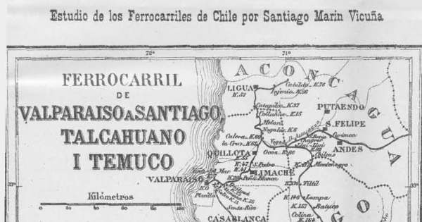 Mapa Ferrocarril de Valparaíso a Santiago, Talcahuano y Temuco
