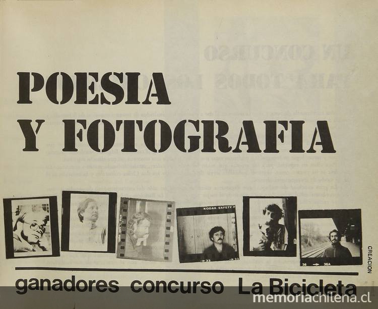 Poesía y fotografía: ganadores concurso La Bicicleta, 1979