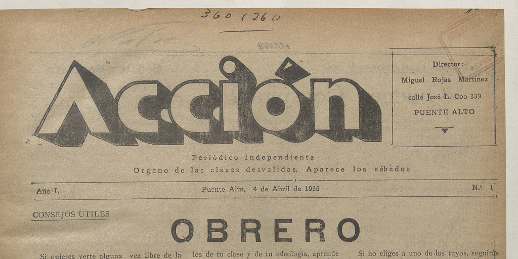 Acción, N° 1, 4 de abril de 1936