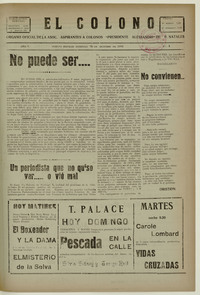 El Colono, número 4, 26 de octubre de 1935