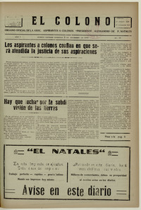El Colono, número 10, 8 de diciembre de 1935