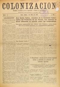 Colonización, número 1, 2 de marzo de 1939