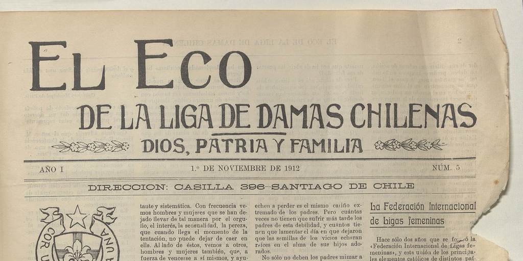 El Eco de la Liga de Damas Chilenas, año 1, número 5