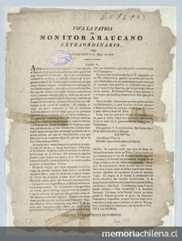 Viva la patria : El Monitor Araucano extraordinario del miercoles 19 de mayo de 1813.