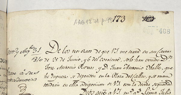 [Carta] 1810 Jul. 24, Lima [al] S[eñ]or Precid[en]te y Cap[ita]n G[ene]ral del Reyno de Chile[manuscrito}