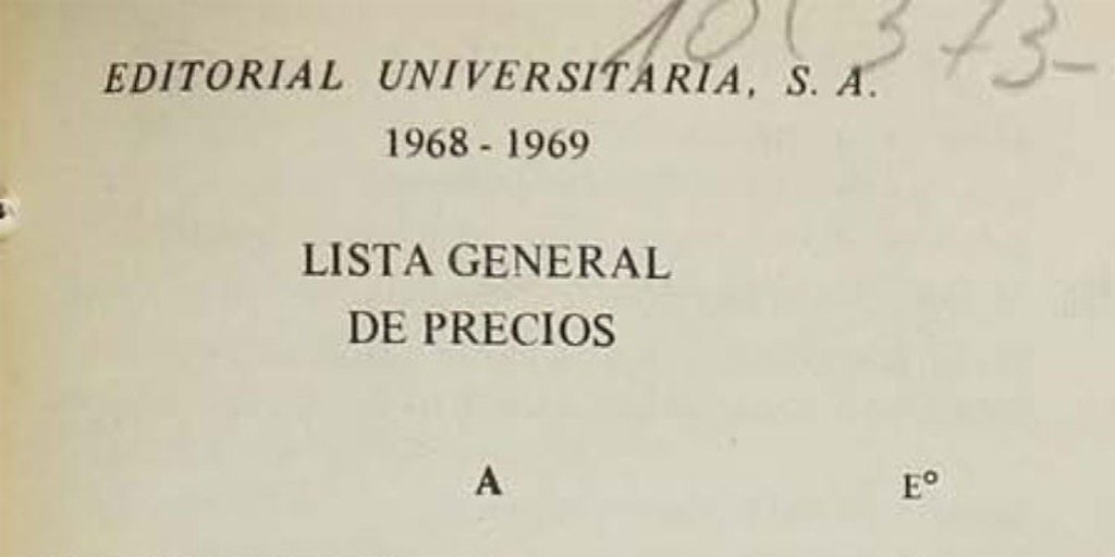  Editorial Universitaria :1968-1969 - "Lista General de precios"