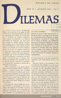 Revista Dilemas. Año II, número 3, agosto de 1967