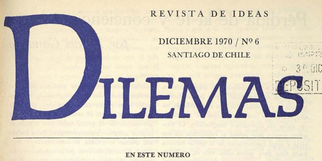 Revista Dilemas. Número 6, diciembre 1970