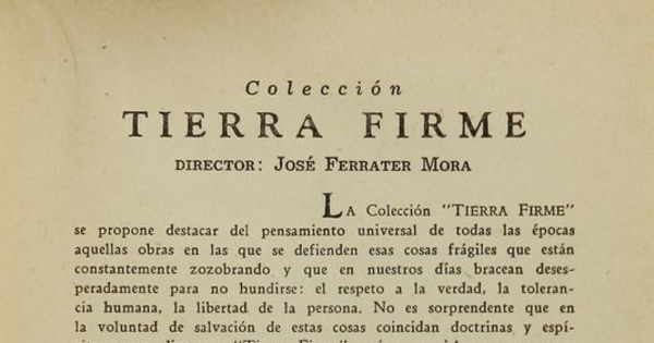 Presentación de la Colección Tierra Firme de la editorial Cruz del Sur en 1943.