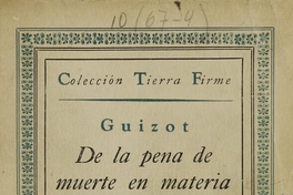 Portada del libro De la pena de muerte en materia política de François Guizot, publicado por Editorial Cruz del Sur en 1943.