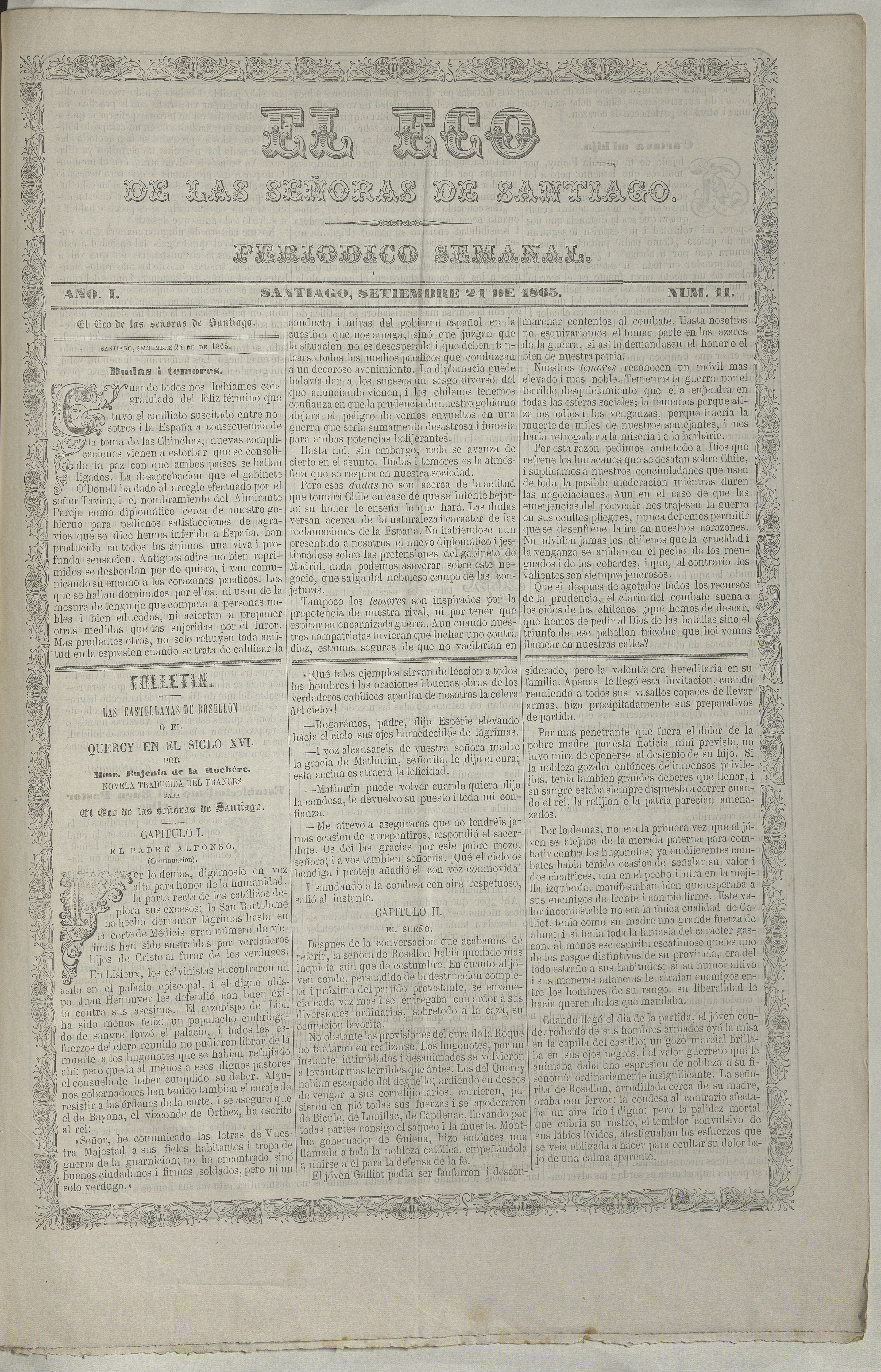 El eco de las señoras. Año 1, número 11, 24 de septiembre de 1865