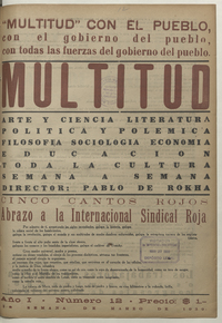 Multitud. Año 1, número 12, cuarta semana de marzo de 1939