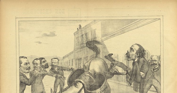 "[Libertad electoral] Yo no amanso ese macho porque patea". Digitalizar imagen en Don Cristóbal. Santiago, 8 de abril de 1890.