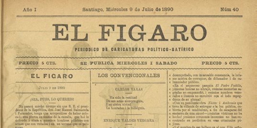 El Fígaro: periódico político-satírico. Santiago, 9 de julio de 1890