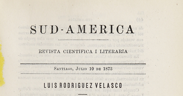 Sud-América. Tomo 1, [10 de julio de 1873]