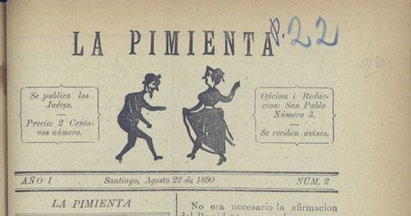 La Pimienta. Santiago, 22 de agosto de 1890