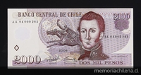 Pie de foto: Billete de 2.000 pesos Banco Central, 2004