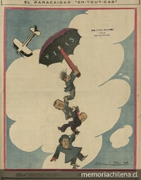 Caricatura: El paracaídas "en tout-case".