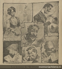 Pie de foto: Caricatura "Los lectores de El Diario Ilustrado". 1902.