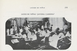 Pie de Foto: Liceo de Niñas Javiera Carrera, en clase de geografía, c. 1927