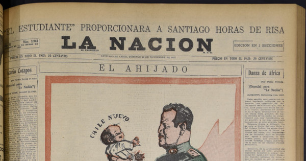 Portada de La Nación. Año XI, número 3962, domingo 20 de noviembre de 1927