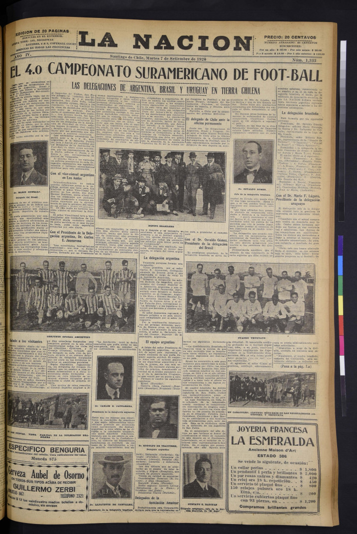 Portada de La Nación. Año IV, número 1333, 7 de septiembre de 1920