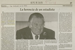 "La herencia de un estadista", La Nación, (Santiago), 6 de marzo, 1994 p.37.