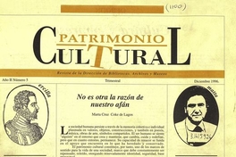 Portada de número 5 de revista Patrimonio Cultural, 1996En: Patrimonio  Cultural (5): 1, diciembre, 1996.
