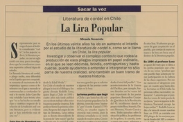 "La lira popular".En: Patrimonio  Cultural (22): 14, invierno, 2001