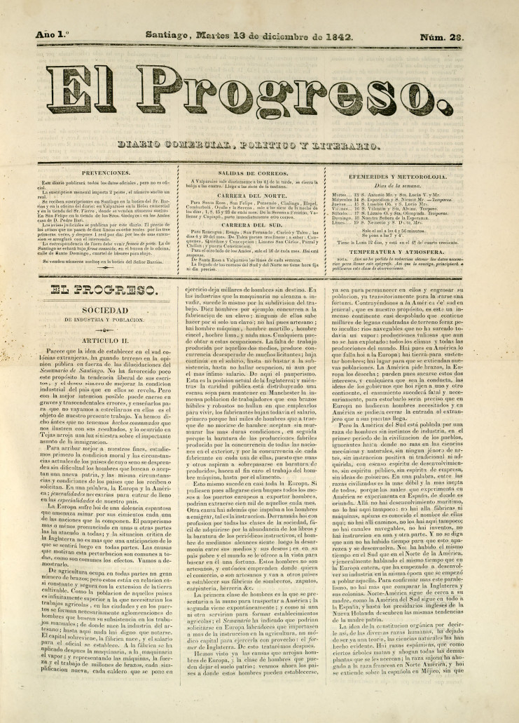 El Progreso, número 28, 13 de diciembre de 1842