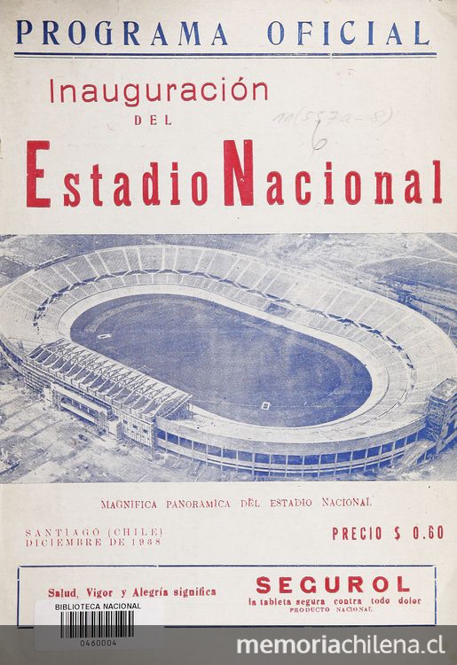 Inauguración del Estadio Nacional: Programa Oficial. Santiago: Ed. Agricola, 1938